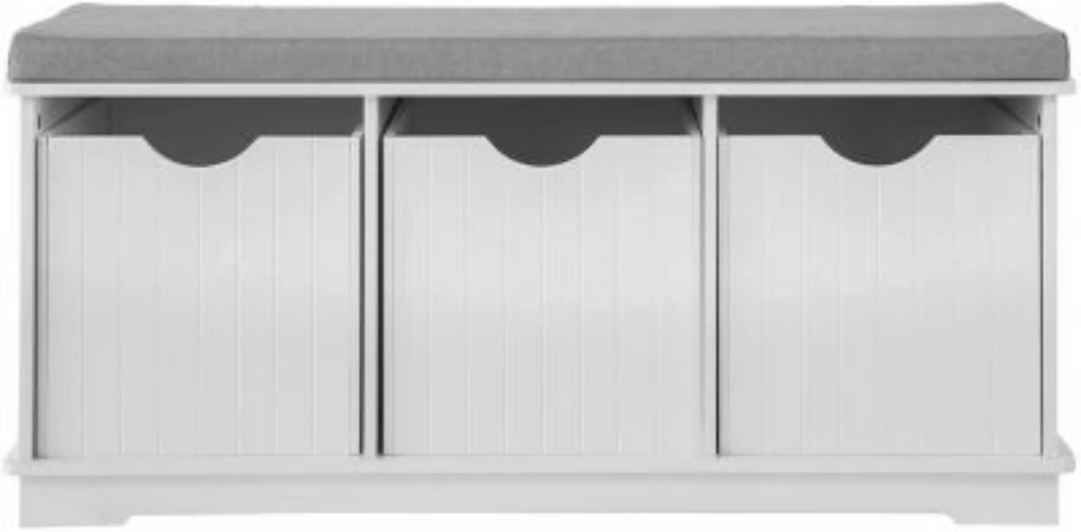 SoBuy® Schuhtruhe Sitzbank Schuhschrank mit 3 Körben weiß/grau günstig online kaufen