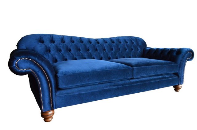 JVmoebel Chesterfield-Sofa Blau Chesterfield Design Luxus Textil Sofa Couch günstig online kaufen