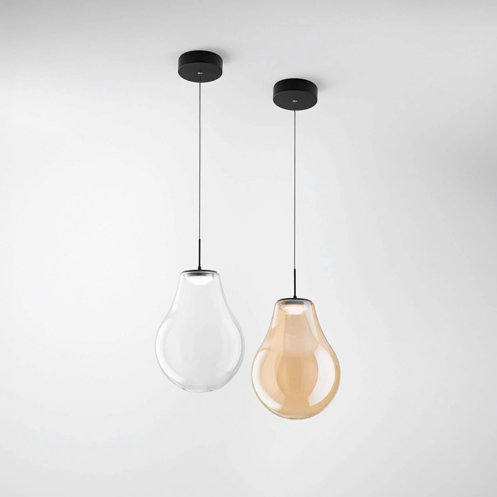 LED-Hängeleuchte Noa, amber, Glas, Ø 25 cm, CCT, dimmbar günstig online kaufen