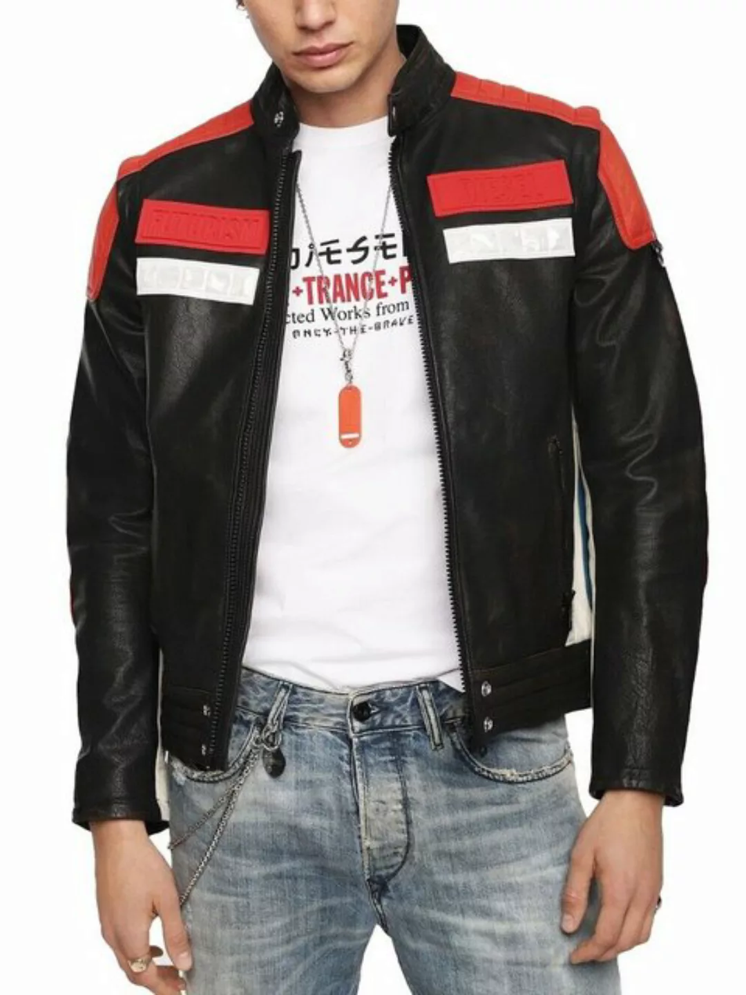 Diesel Lederjacke Bikerjacke - abnehmbare Ärmel - L-YUJA 42A - Gr. L günstig online kaufen