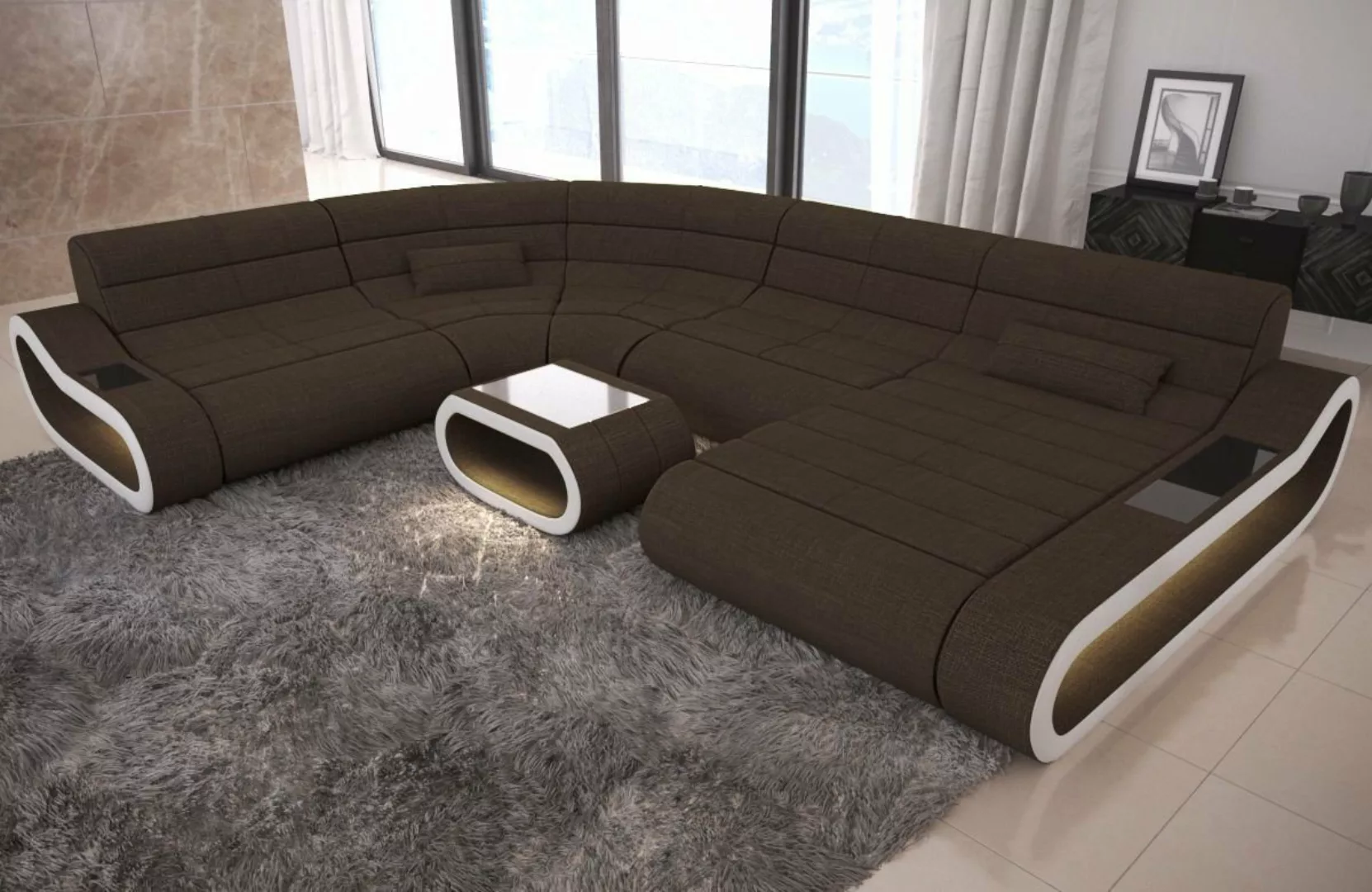 Sofa Dreams Wohnlandschaft Polster Sofa Stoff Couch Concept XXL U Form Stof günstig online kaufen