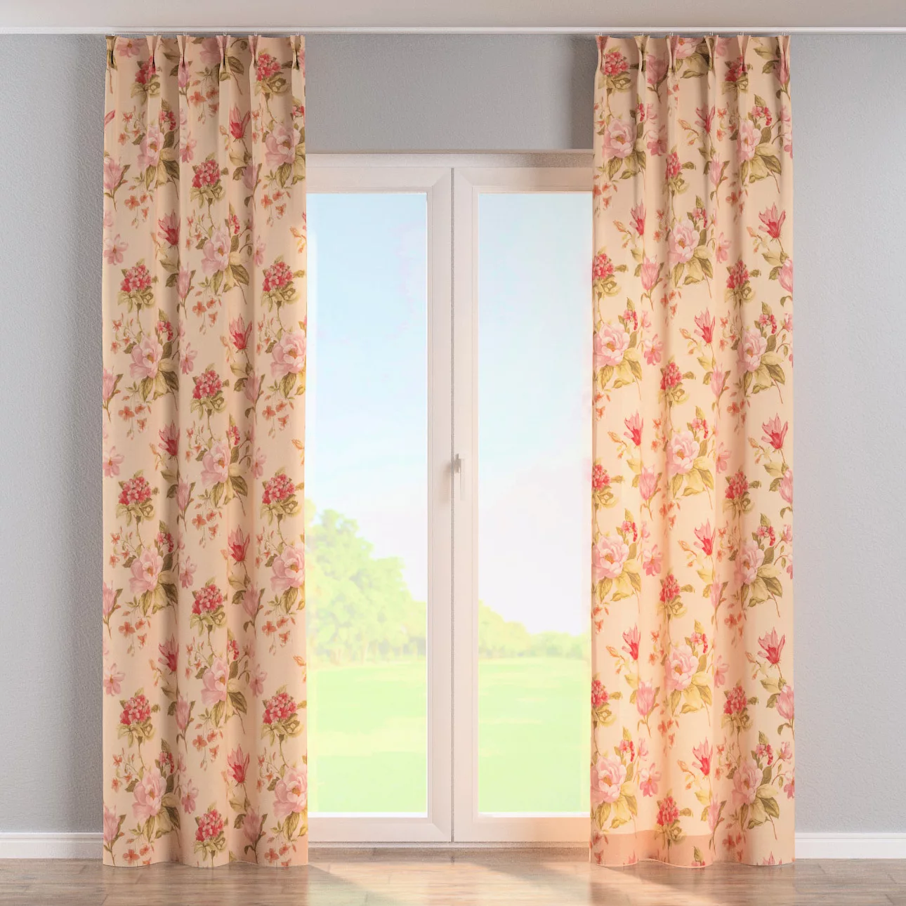 Vorhang mit flämischen 2-er Falten, creme-rosa, Londres (143-87) günstig online kaufen