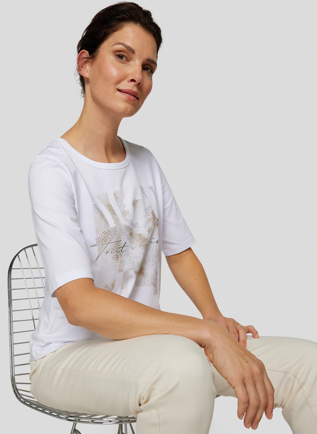 Rabe Rundhalsshirt, mit Glitzer-Print und Stretch günstig online kaufen
