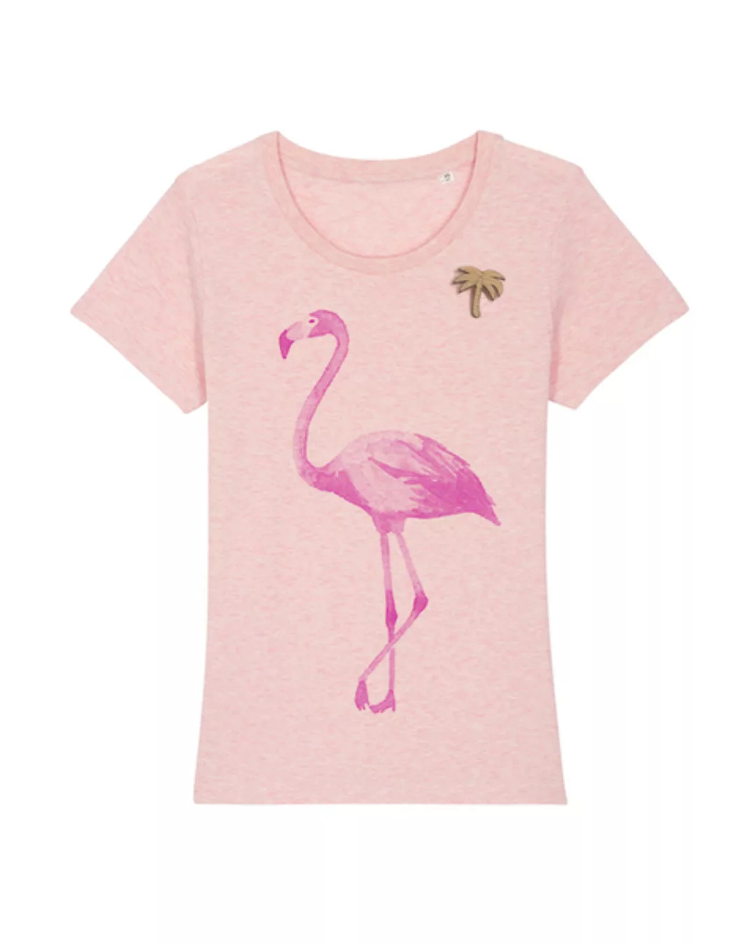 Flamingo Mit Palme | Broschenshirt Damen günstig online kaufen