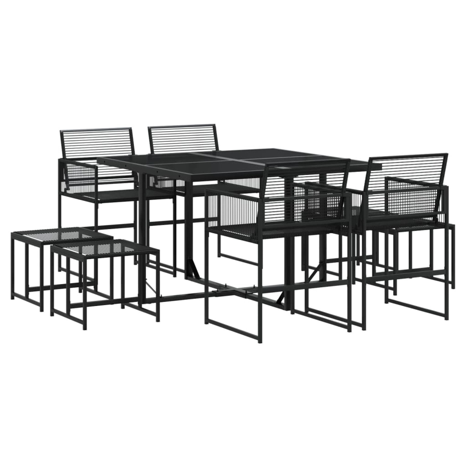 vidaXL 9-tlg Garten-Essgruppe Schwarz Poly Rattan Modell 8 günstig online kaufen