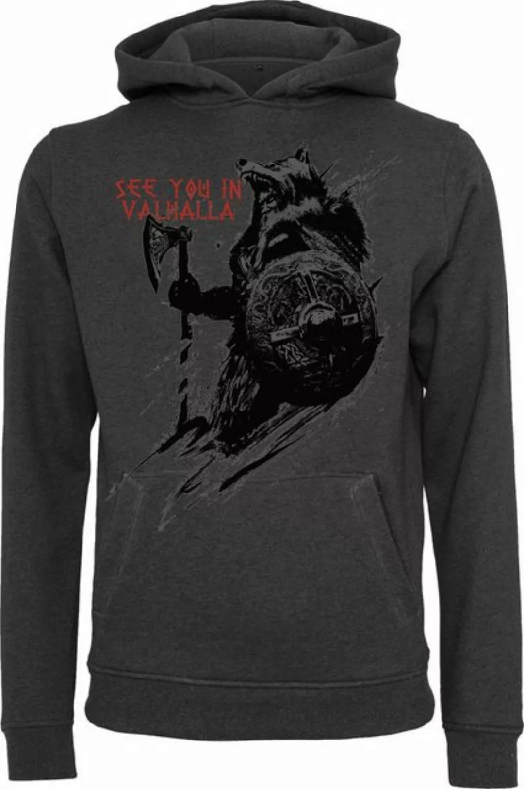 Baddery Kapuzenpullover Wikinger Hoodie: "See you in Valhalla" - Wikinger V günstig online kaufen