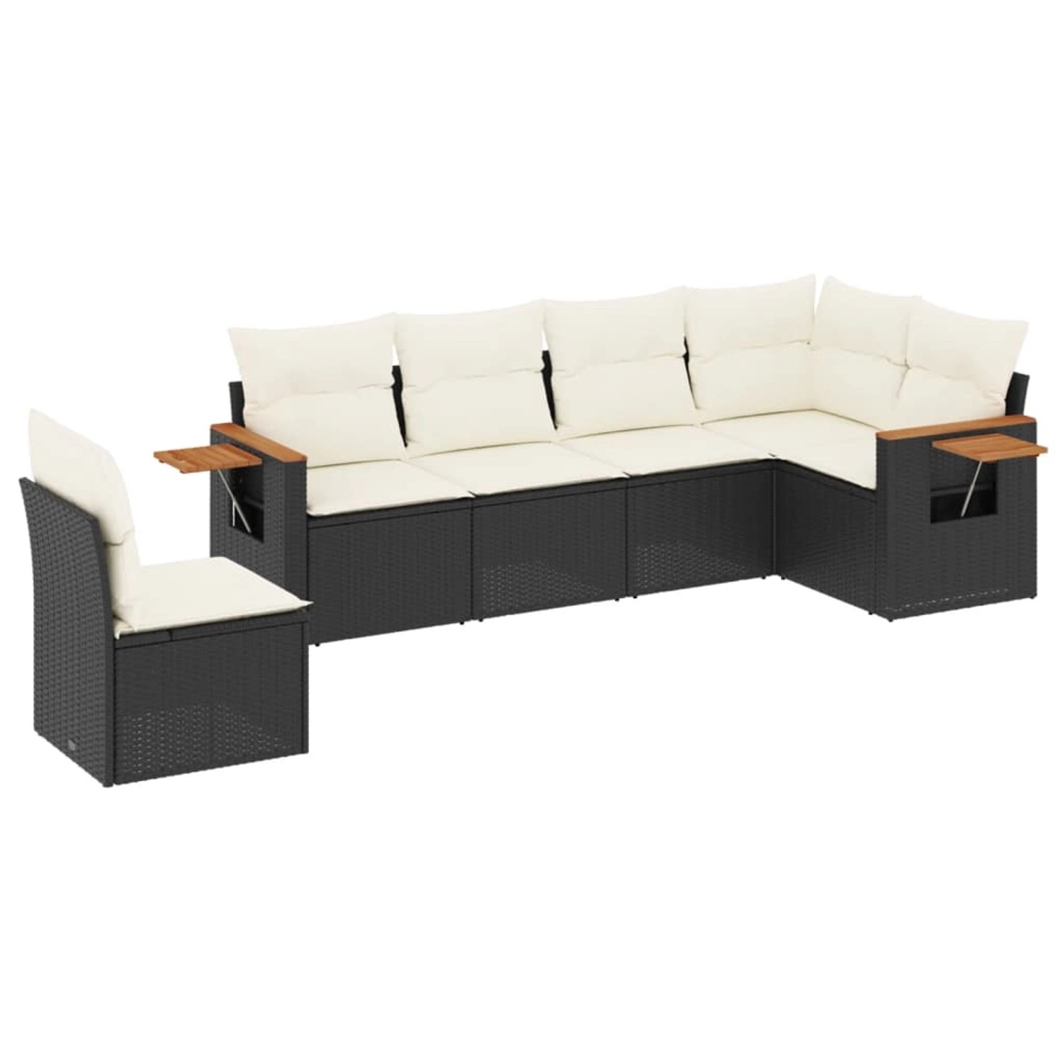 vidaXL 6-Tlg Garten-Sofagarnitur mit Kissen Schwarz Poly Rattan 3259256 günstig online kaufen