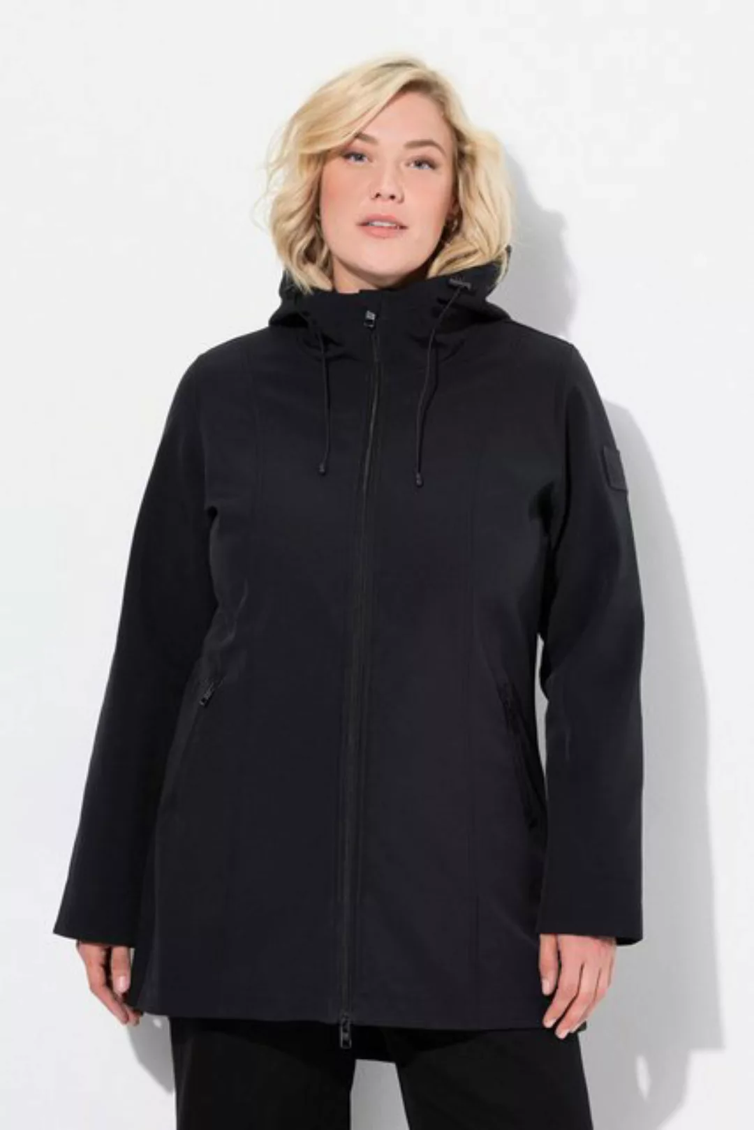 Ulla Popken Softshelljacke HYPRAR Long-Softshelljacke wasserabweisend A-Lin günstig online kaufen