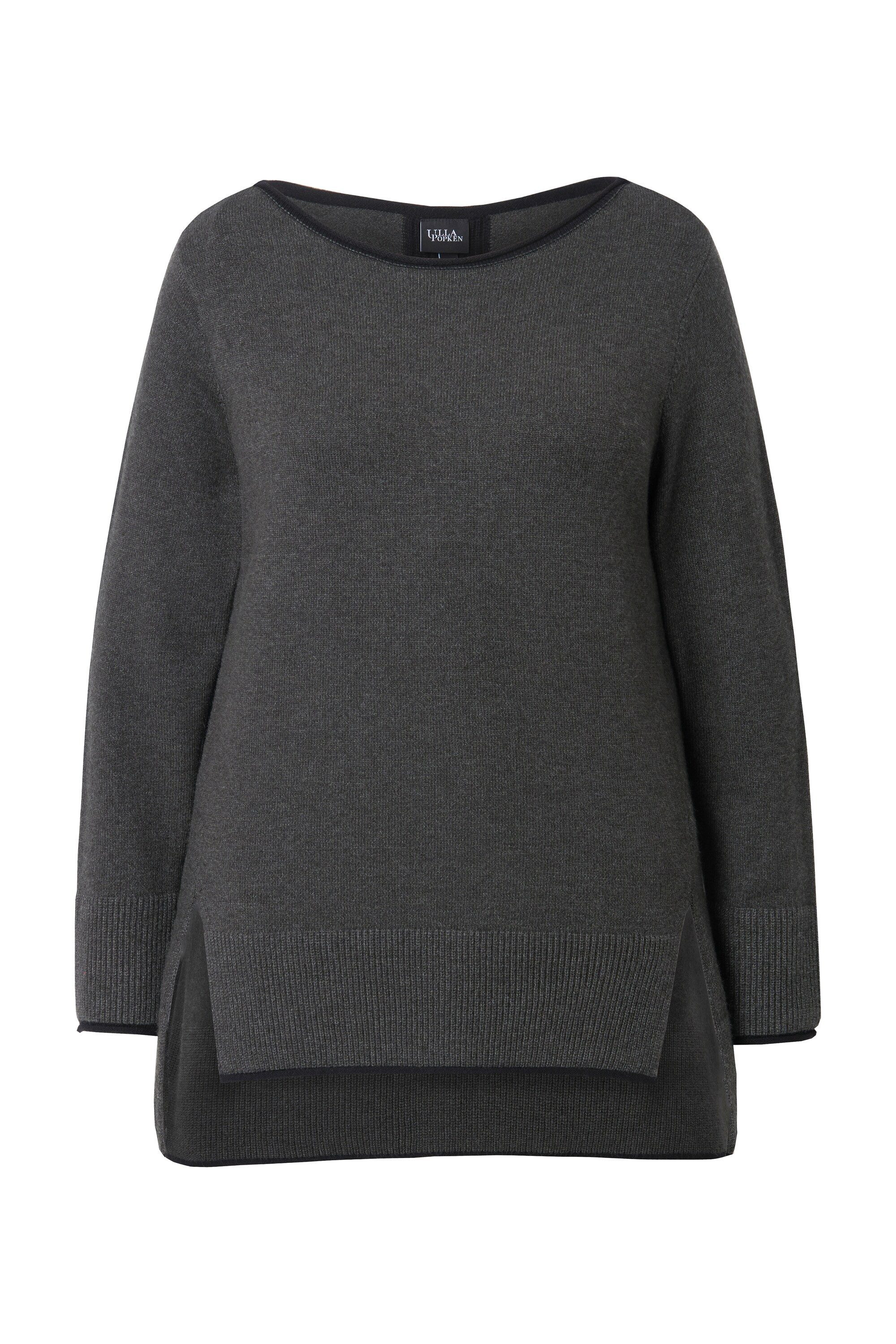 Ulla Popken Strickpullover Pullover Saumschlitze U-Boot-Ausschnitt günstig online kaufen