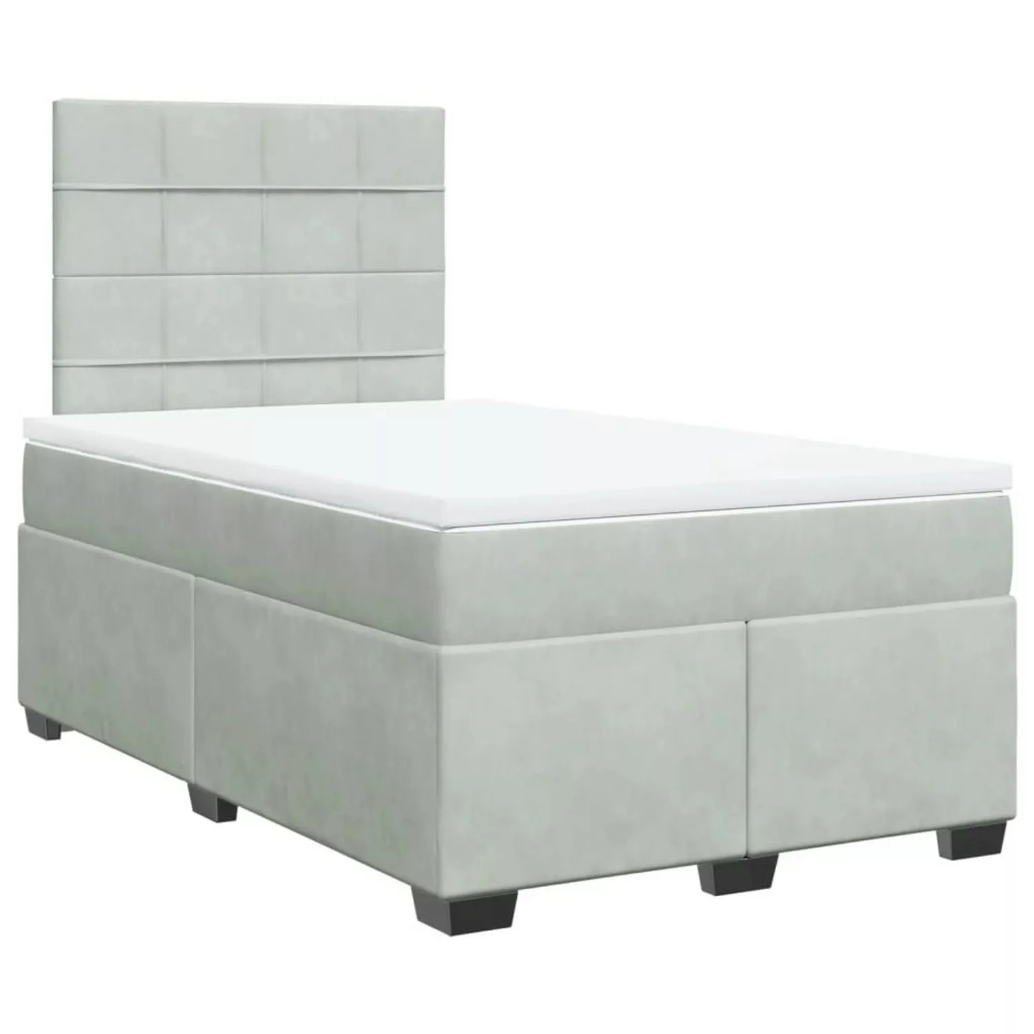 vidaXL Boxspringbett, Boxspringbett mit Matratze Hellgrau 120x190 cm Samt günstig online kaufen