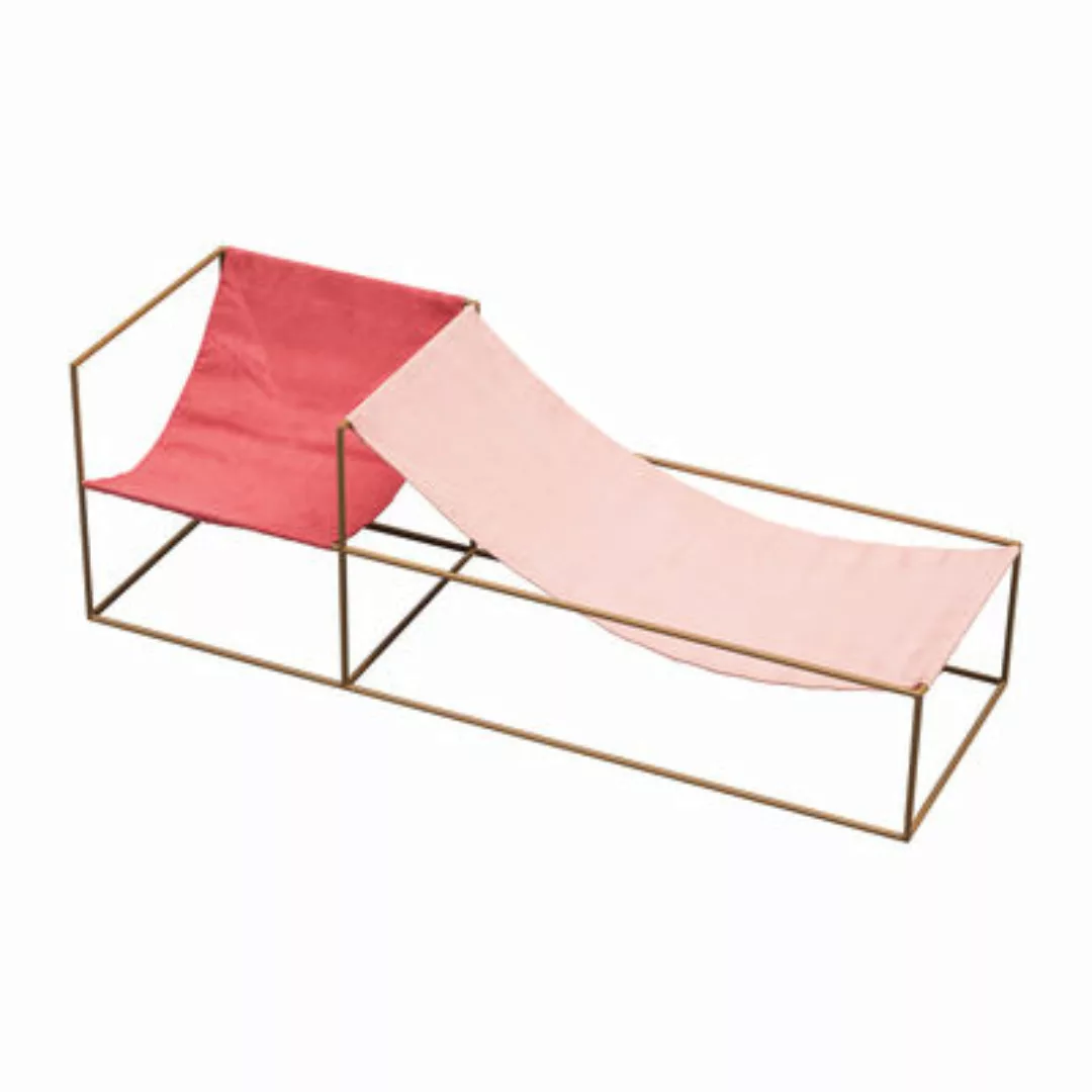 Sessel Duo Seat textil rosa rot / Doppelsitz - 180 x 60 cm - Leinen und Sta günstig online kaufen