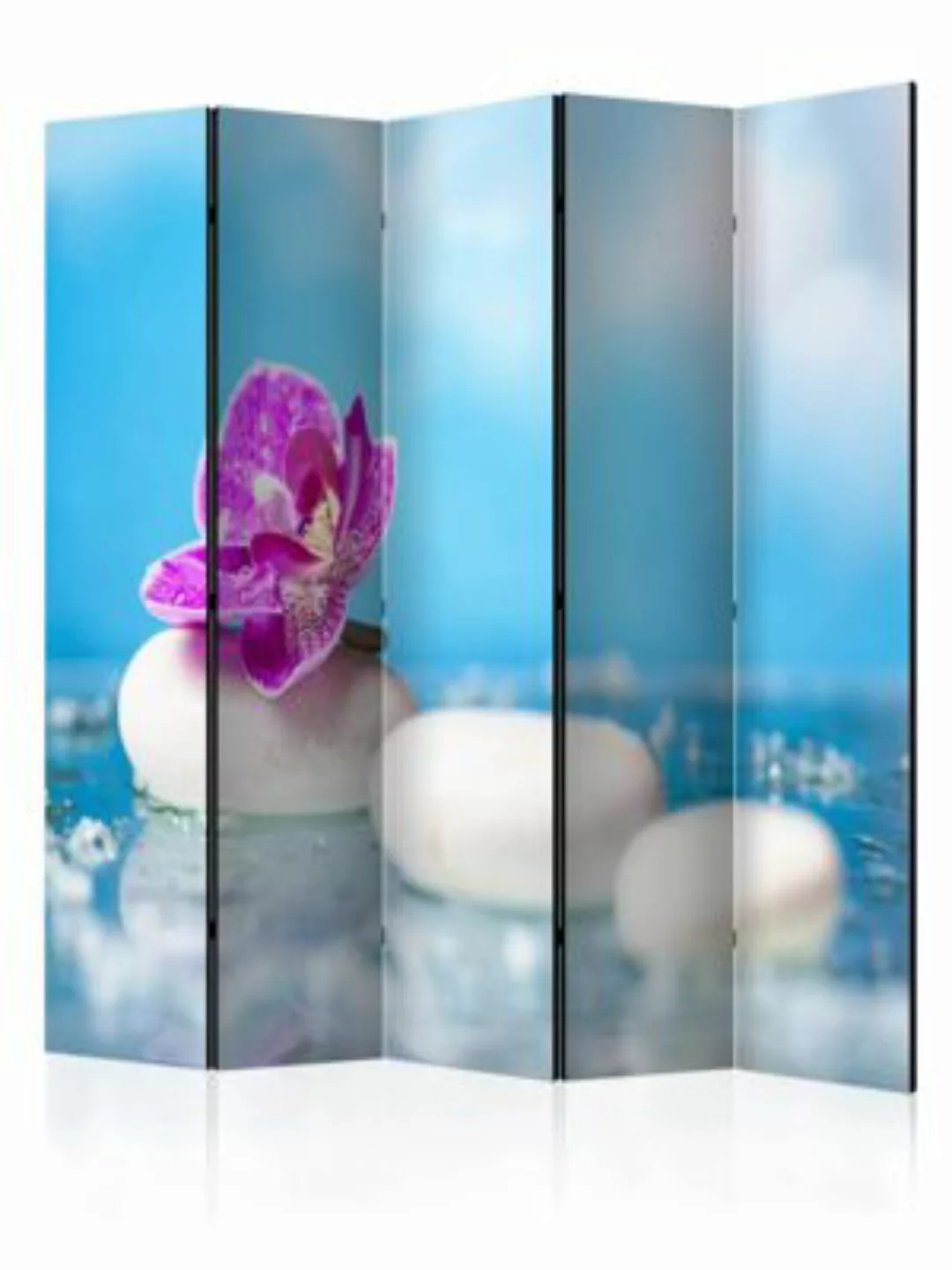 artgeist Paravent Pink Orchid and white Zen Stones II [Room Dividers] blau- günstig online kaufen