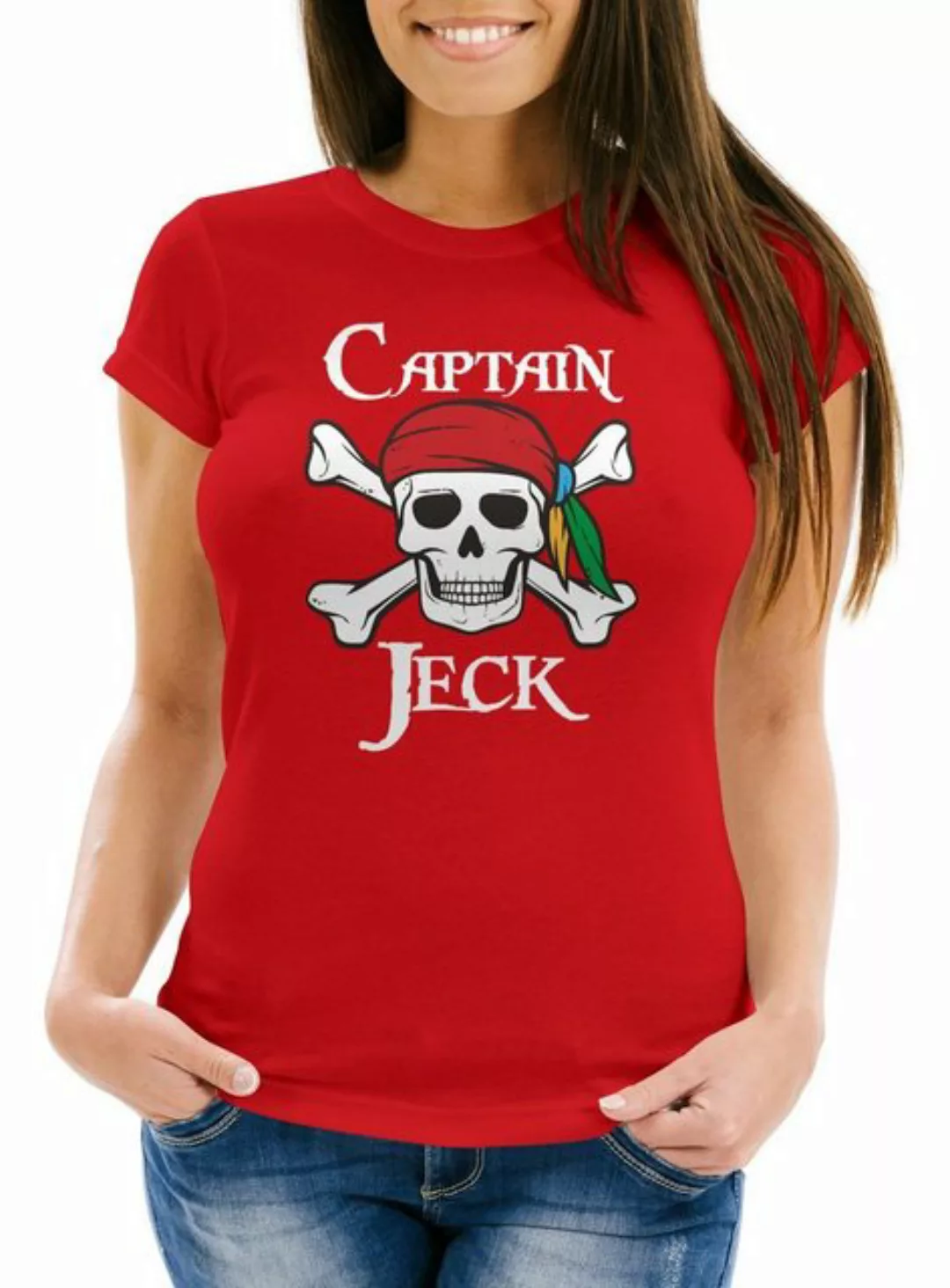 MoonWorks Print-Shirt Damen T-Shirt Fasching Karneval Pirat Captain Jeck Ko günstig online kaufen