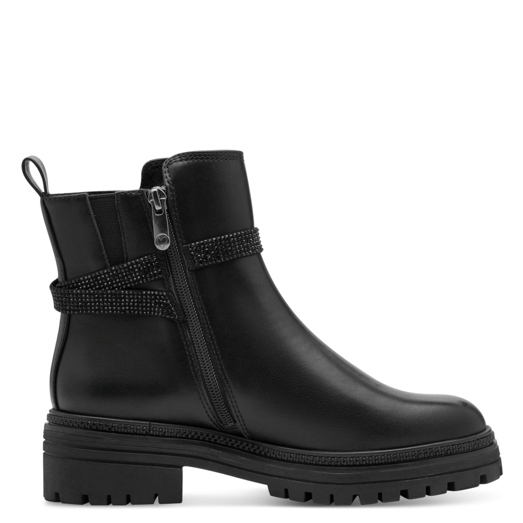 MARCO TOZZI Stiefelette, Blockabsatz, Bikerboots, Zierschnalle mit Strassst günstig online kaufen
