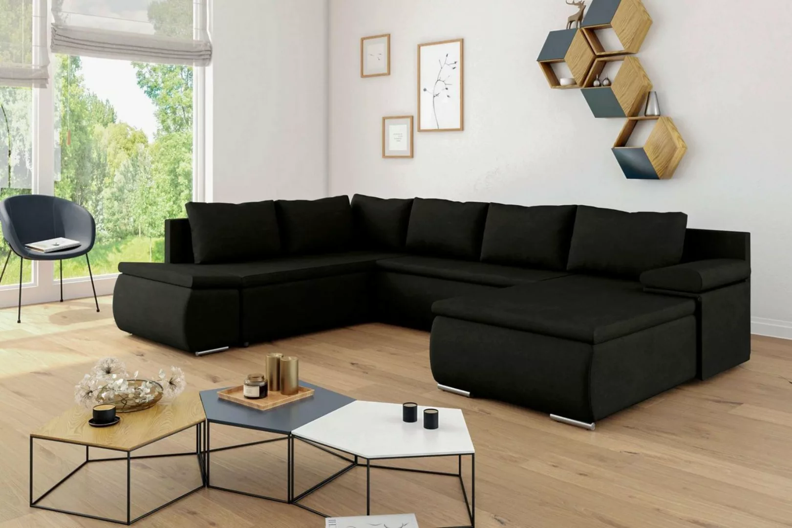 Stylefy Wohnlandschaft Nessi, Sofa, U-Form, Wellenfederung günstig online kaufen