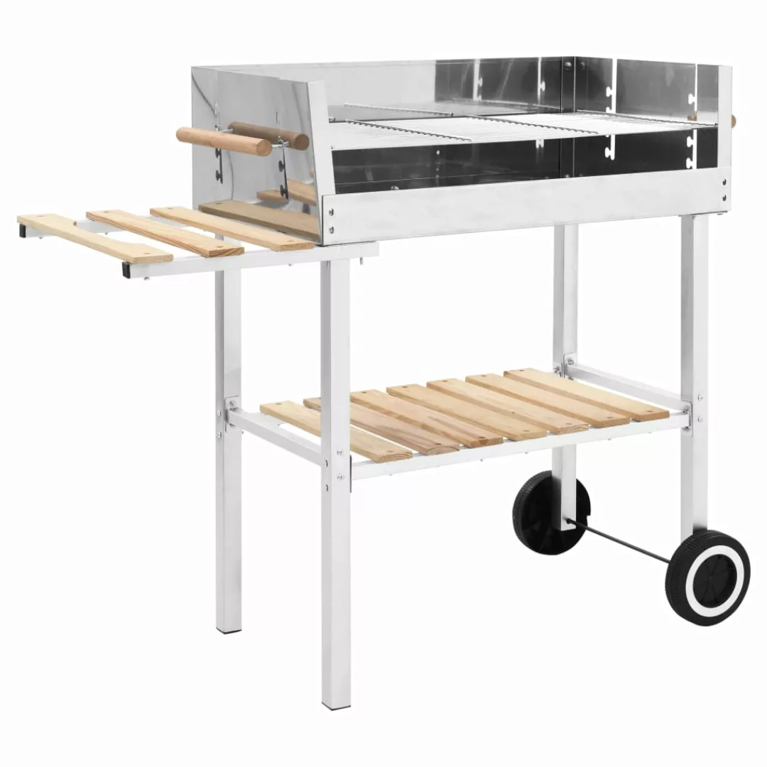 Xxl Holzkohlegrill Grillwagen Mit 2 Regalen Edelstahl günstig online kaufen