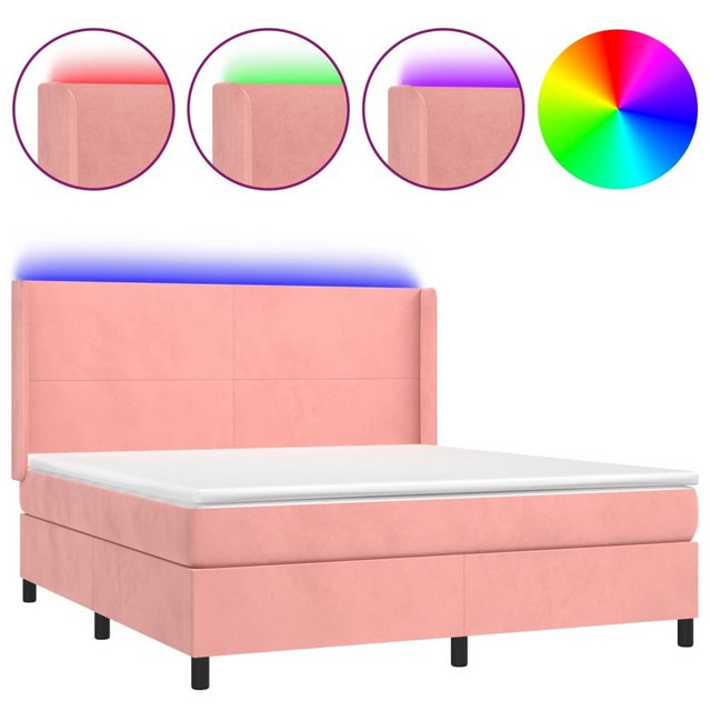 vidaXL Boxspringbett Boxspringbett mit Matratze und LED Samt (180 x 200 cm, günstig online kaufen