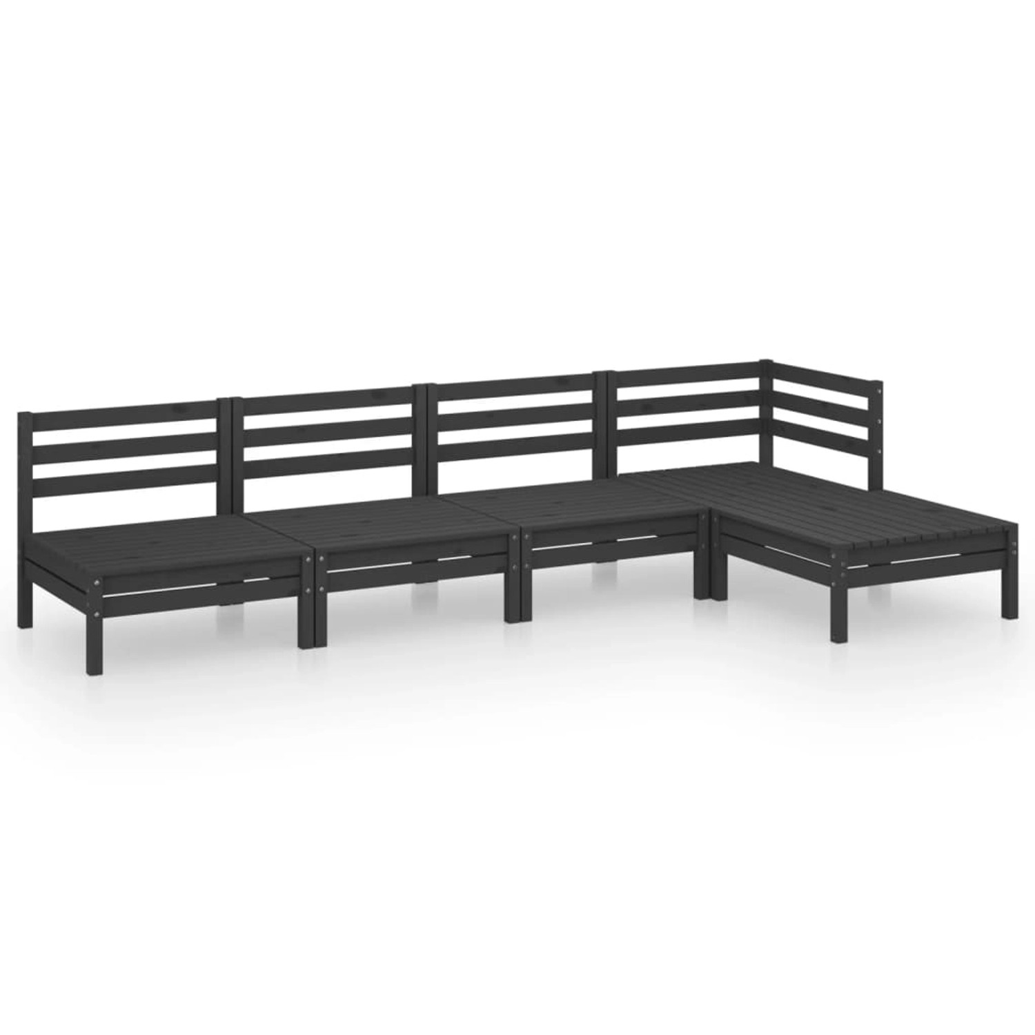 5-tlg. Garten-lounge-set Massivholz Kiefer Schwarz günstig online kaufen