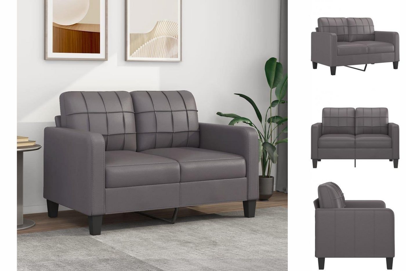 vidaXL Sofa 2-Sitzer-Sofa Couch Grau 120 cm Kunstleder günstig online kaufen