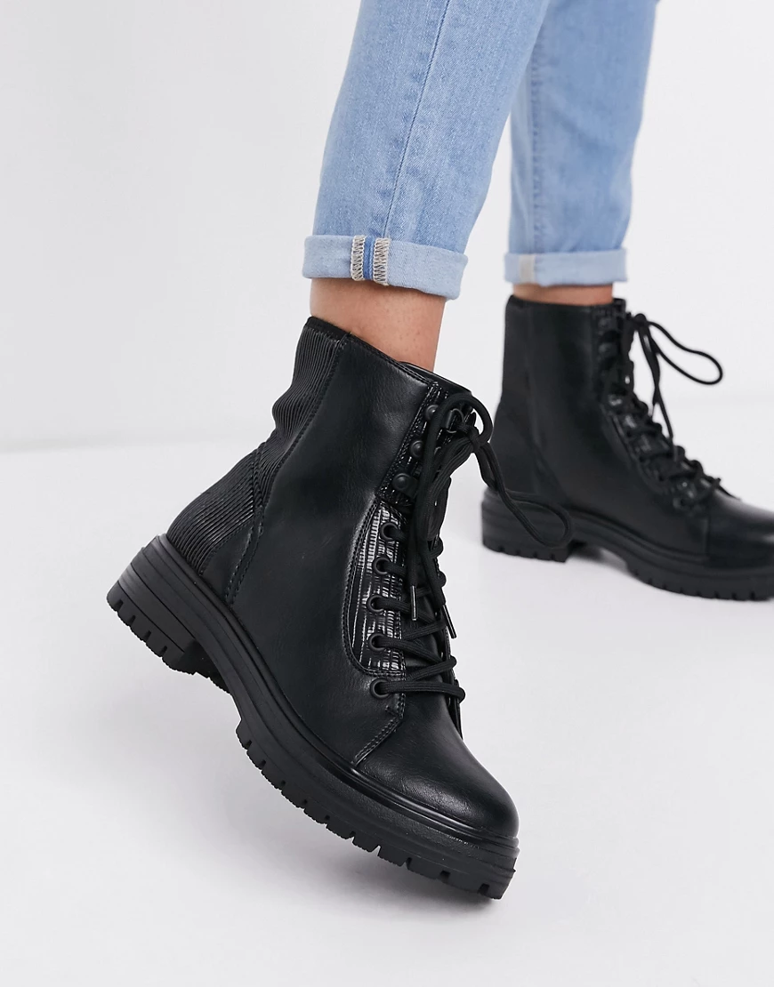 Call It Spring by ALDO – Alexia – Klobige, vegane Schnürstiefel in Schwarz günstig online kaufen