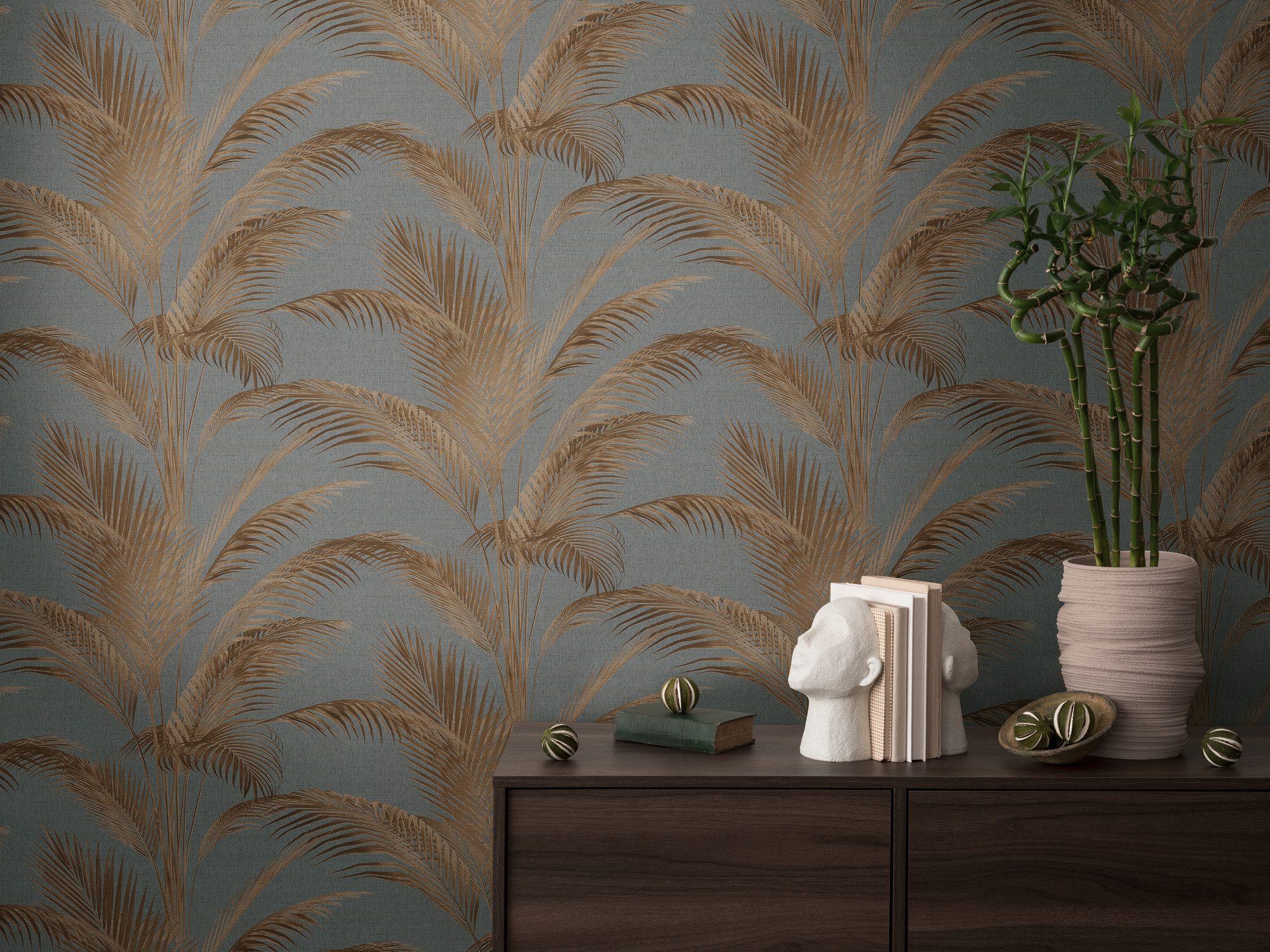 A.S. Création Vliestapete mit Palmenmuster in Grau und Metallic 10,05 m x 0 günstig online kaufen