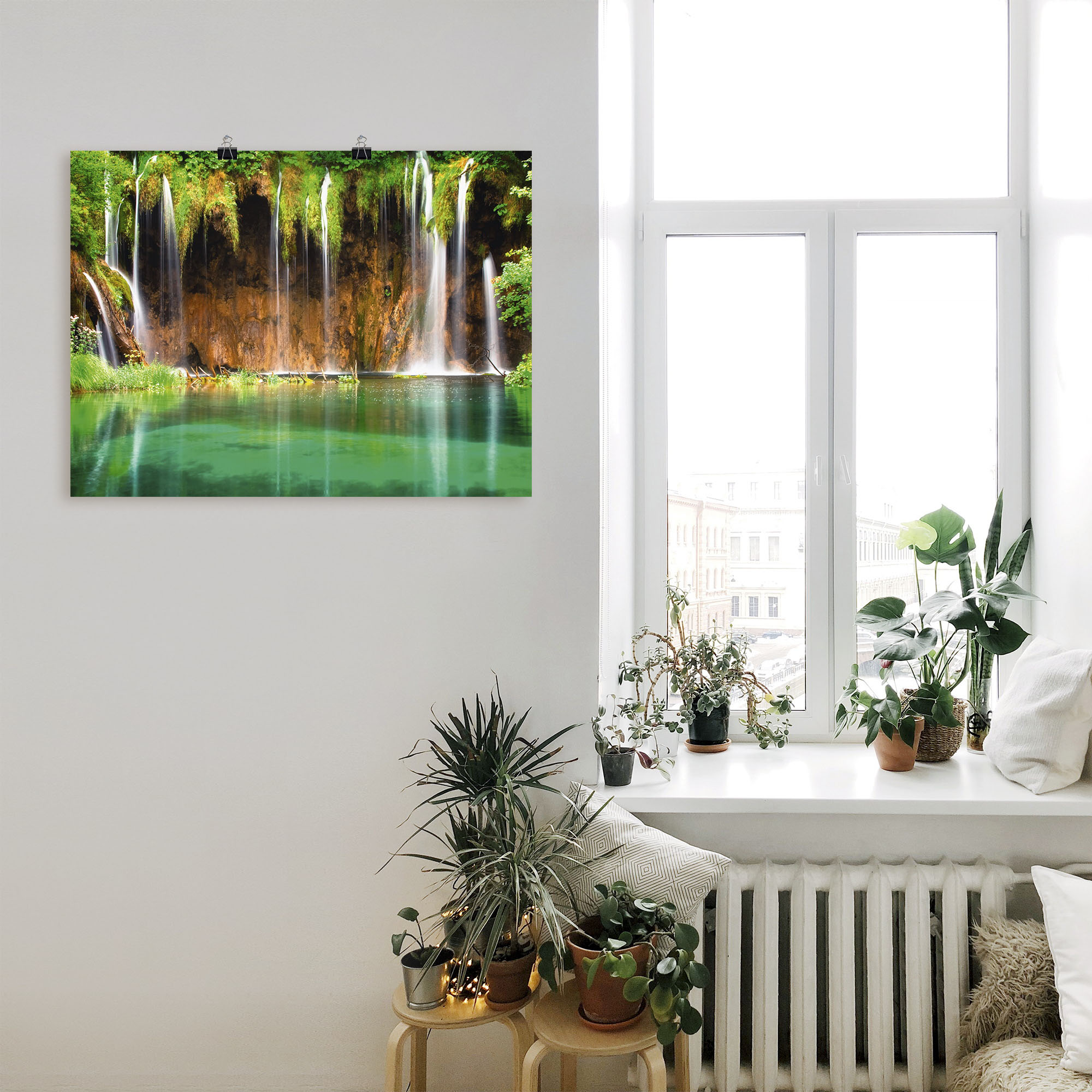 Artland Wandbild "Schöner Wasserfall im Wald", Gewässer, (1 St.), als Leinw günstig online kaufen