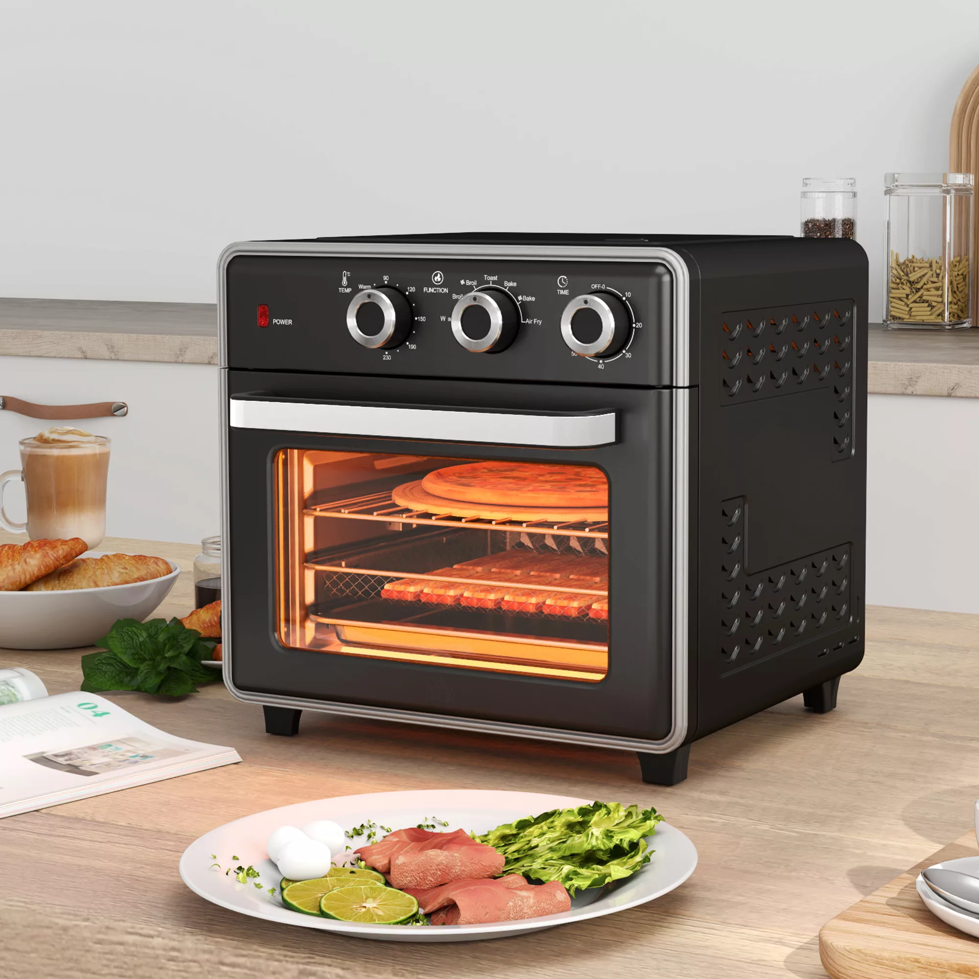 HOMCOM Minibackofen mit Umluft 20L Mini Ofen mit Backblech, Grillrost und K günstig online kaufen