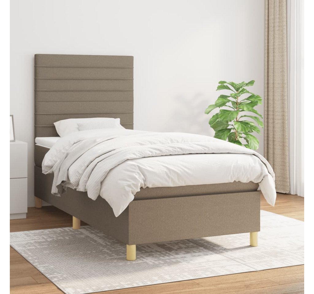 vidaXL Boxspringbett Boxspringbett mit Matratze Taupe 90x200 cm Stoff Bett günstig online kaufen