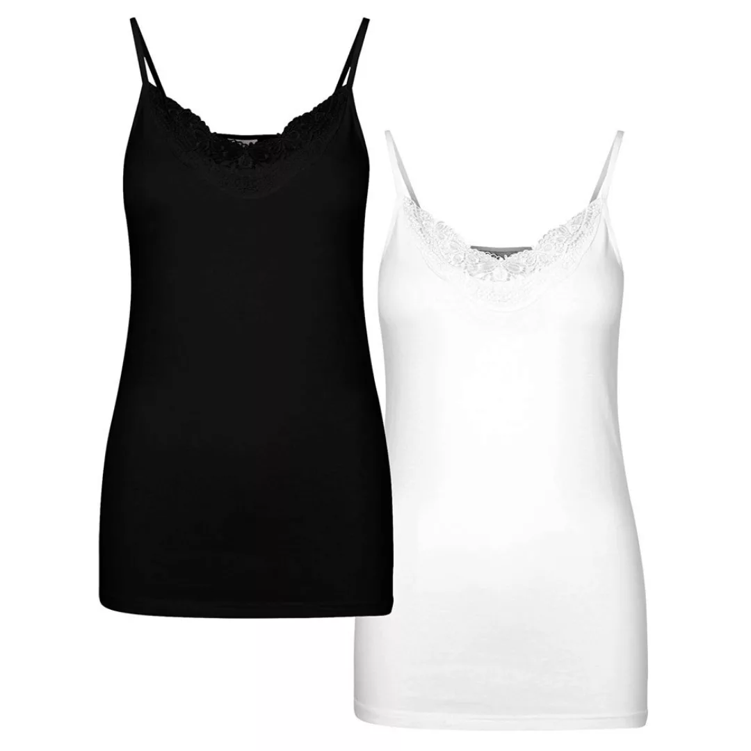 Vero Moda Inge Lace 2 Units Ärmelloses T-shirt L Black / Pack Bright White günstig online kaufen