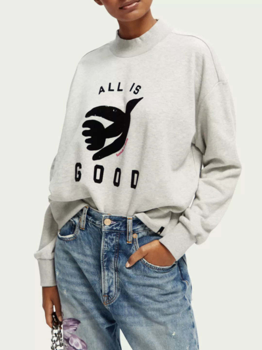 Scotch & Soda Cropped Loose Fit Sweatshirt mit Rollkragen günstig online kaufen