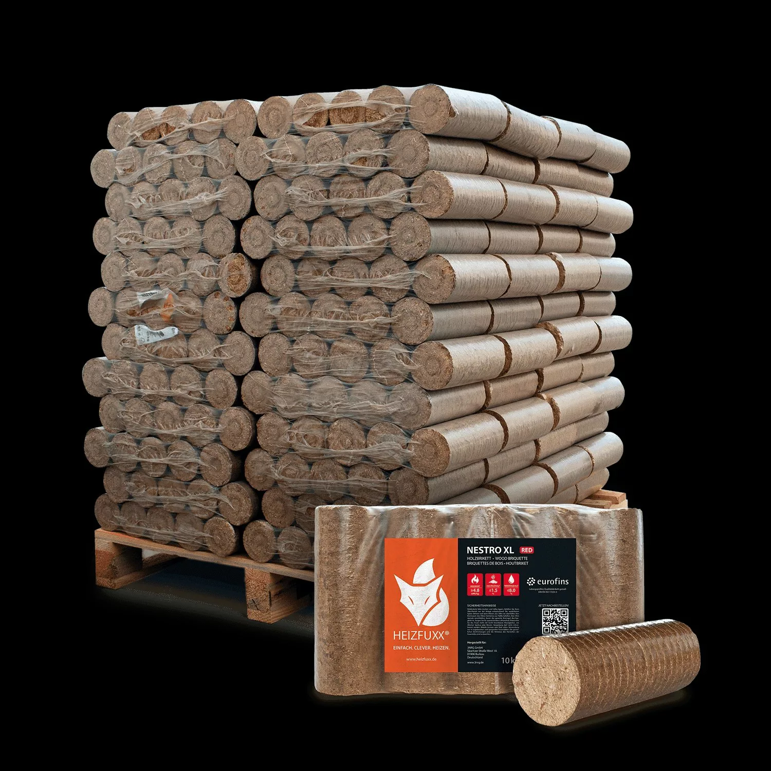 Heizfuxx Holzbriketts Nestro Xl Red 10kg x 96 Gebinde 960kg Palette günstig online kaufen