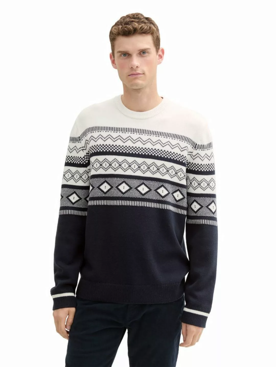 TOM TAILOR Jacquardpullover mit Colorblock günstig online kaufen