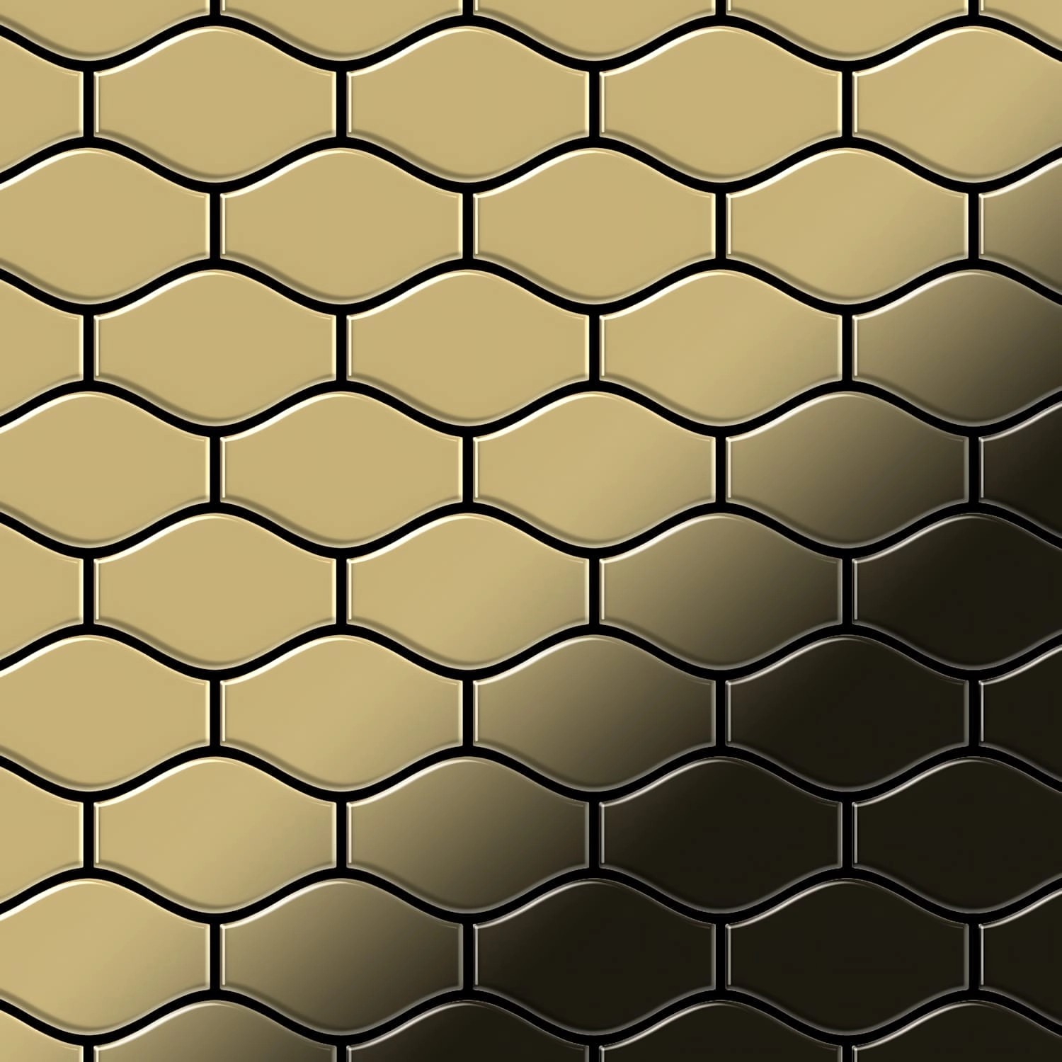 ALLOY Mosaik Fliese Massiv Metall Titan Hochglänzend Gold 1,6mm Stark Karma günstig online kaufen