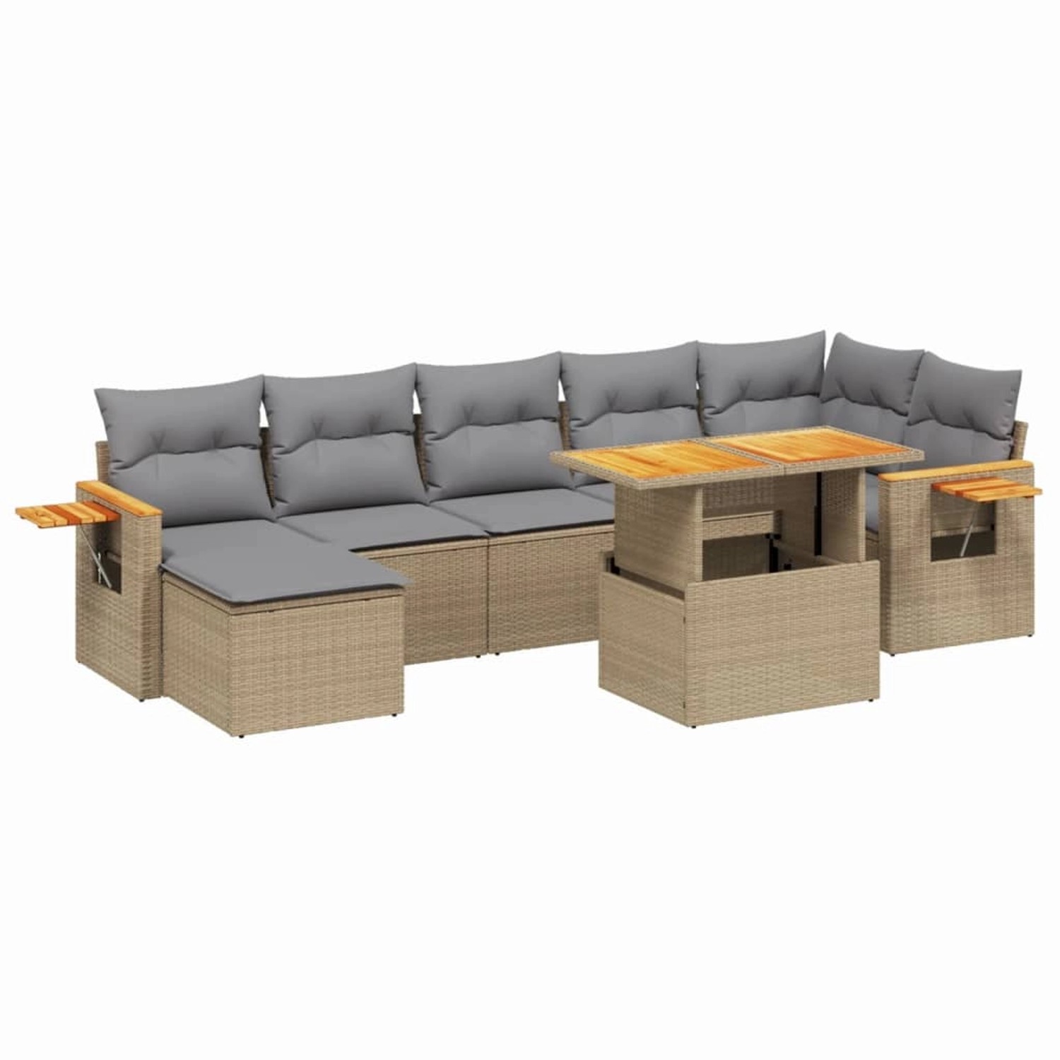 vidaXL 8-tlg Garten-Sofagarnitur mit Kissen Beige Poly Rattan Modell 323 günstig online kaufen