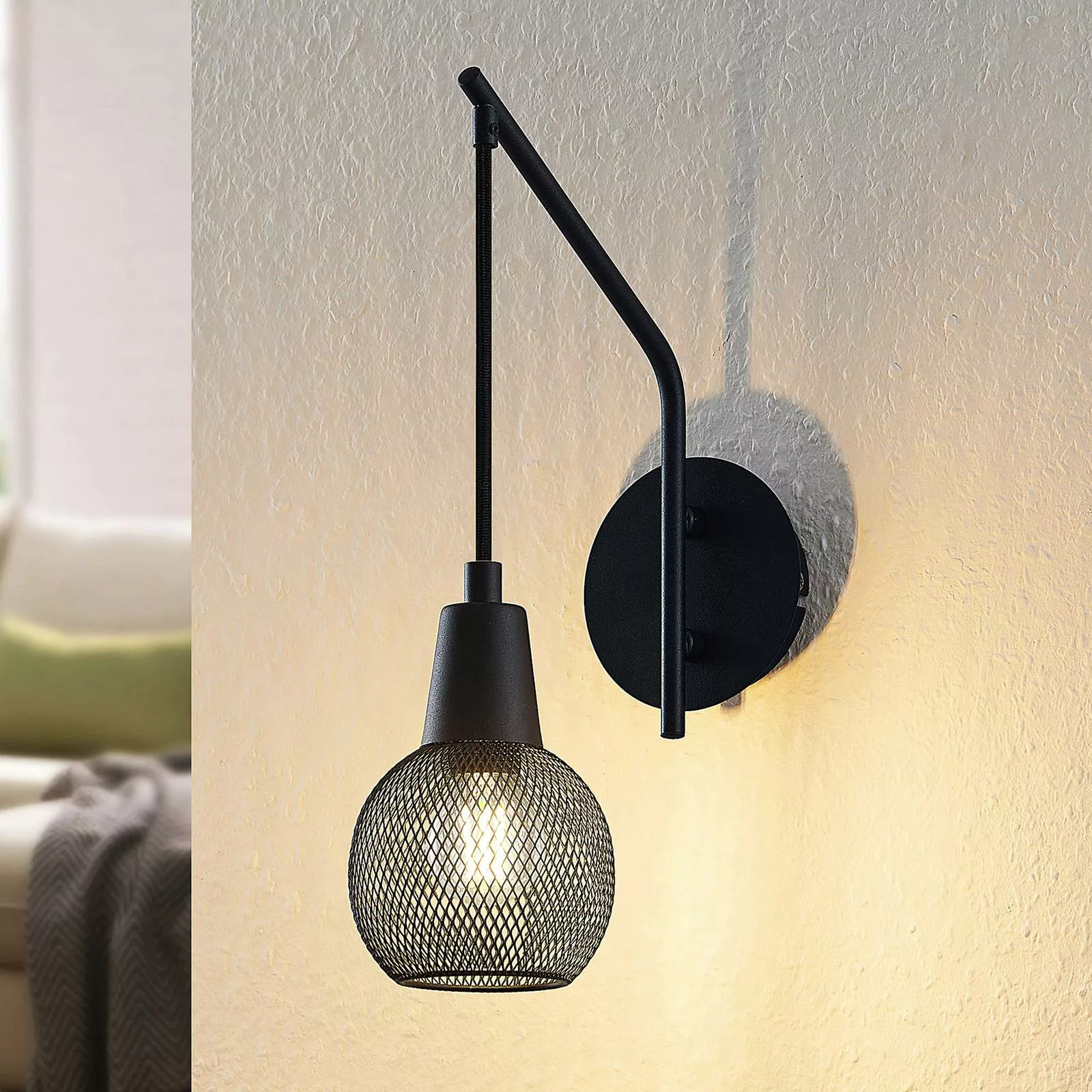 Lindby Zerda Wandlampe, Gitterschirm, hängend günstig online kaufen