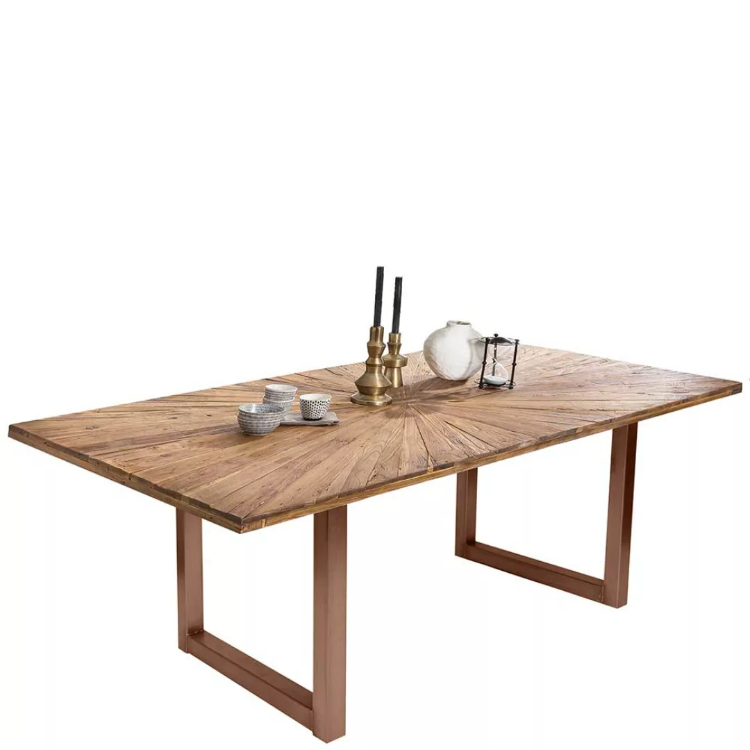 Designesstisch aus Teak Recyclingholz und Stahl Loft Style günstig online kaufen