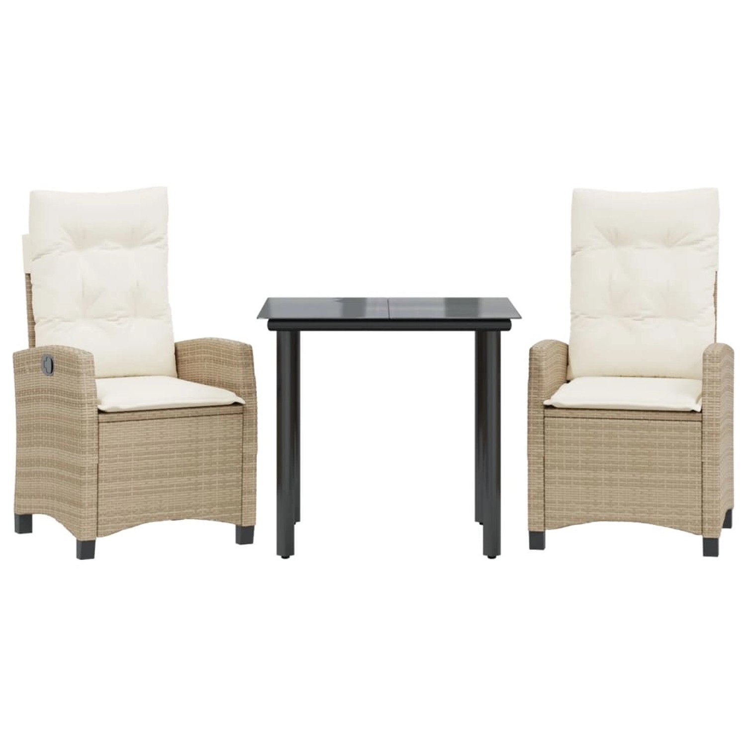 vidaXL 3-Tlg Garten-Essgruppe mit Kissen Beige Poly Rattan 3212812 günstig online kaufen