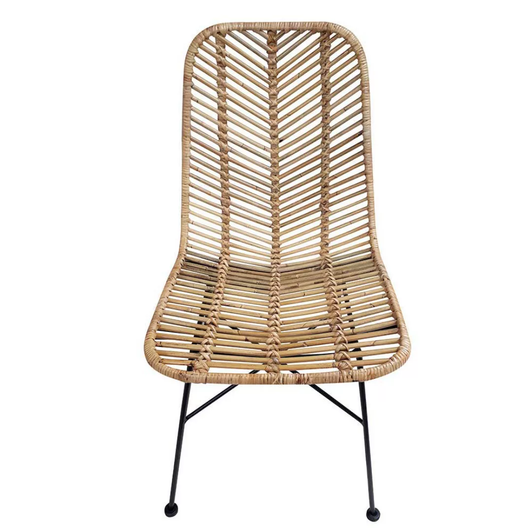 2 Stühle aus Rattan Metallgestell (2er Set) günstig online kaufen