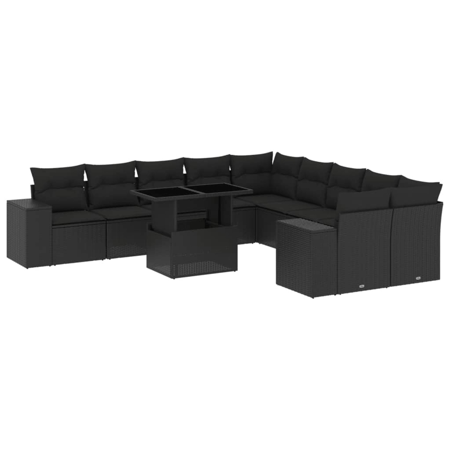vidaXL 11-Tlg Garten-Sofagarnitur mit Kissen Schwarz Poly Rattan 3269425 günstig online kaufen