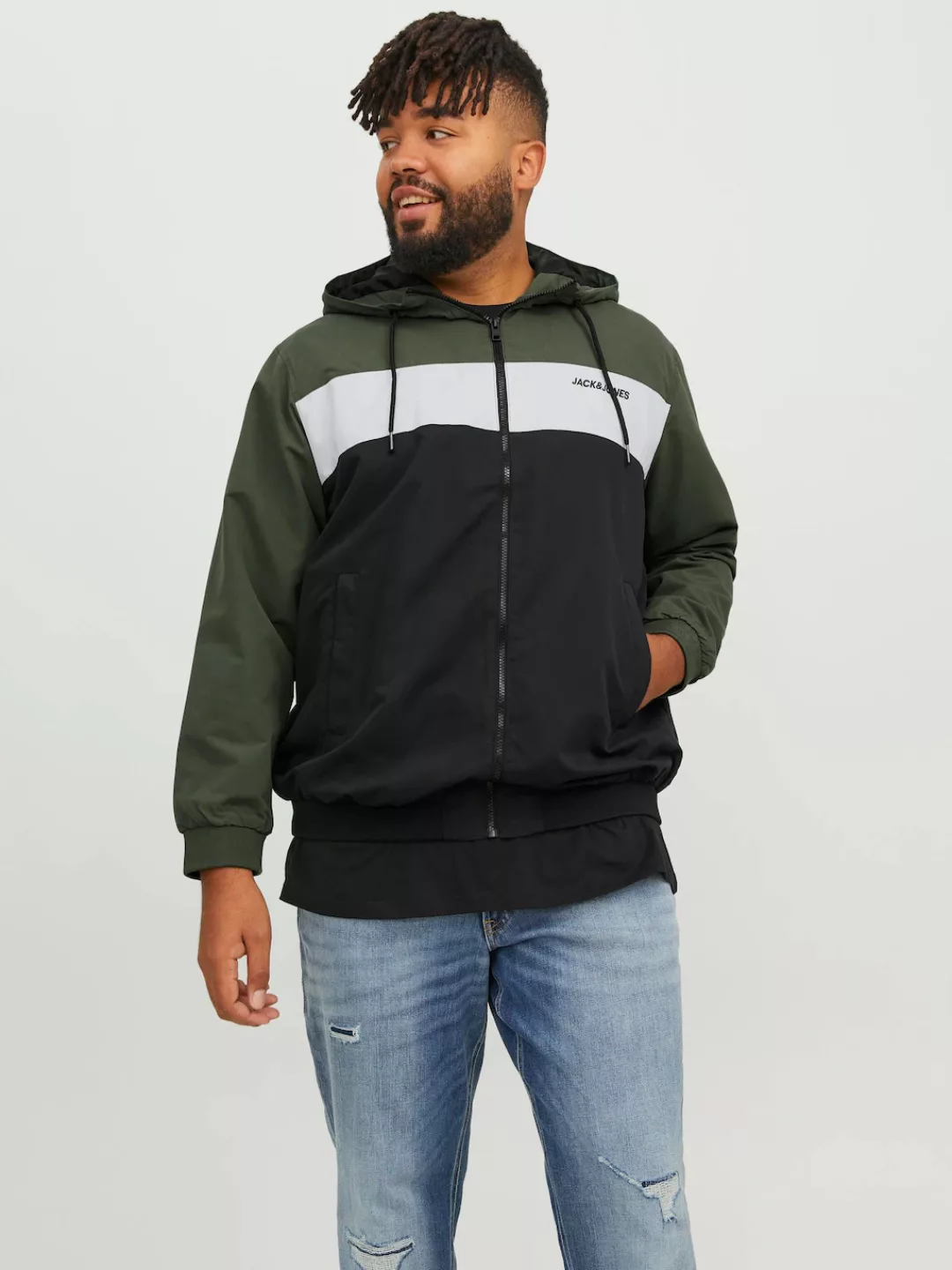 Jack & Jones PlusSize Bomberjacke JJERUSH HOOD BOMBER NOOS PLS mit Logo Sch günstig online kaufen