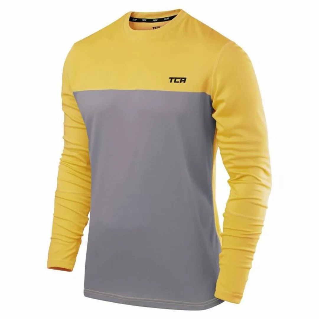 TCA Langarmshirt TCA Herren Langarm Laufshirt - Grau/Gelb, XL (1-tlg) günstig online kaufen