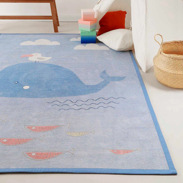 Esprit Kinderteppich »Whale Buddy ESP-005«, rechteckig, 10 mm Höhe, Wendete günstig online kaufen