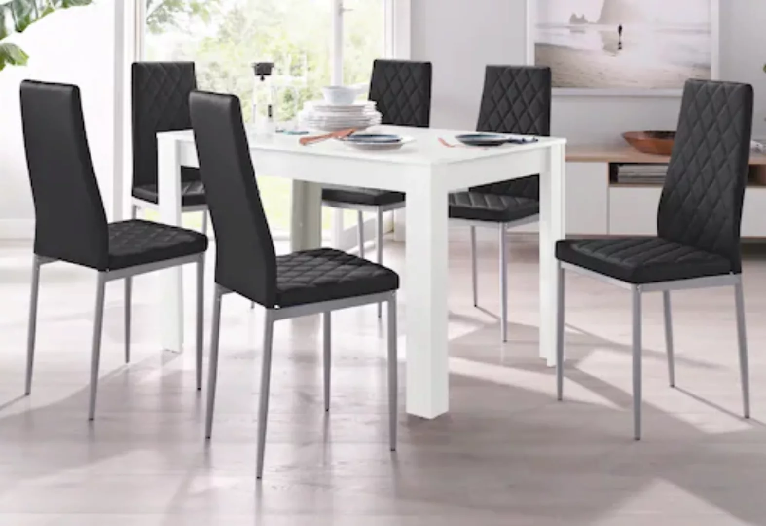 INOSIGN Essgruppe, (Set, 5 tlg.), mit Tisch in Weiß, Breite 120 cm günstig online kaufen