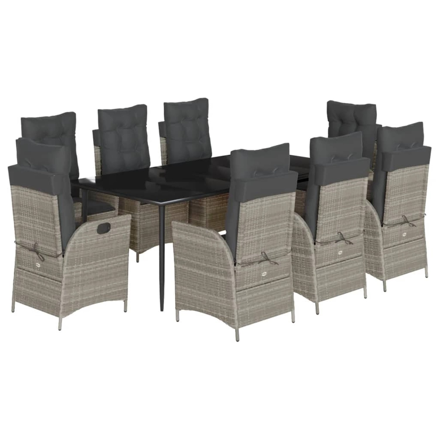 vidaXL 9-Tlg Garten-Essgruppe mit Kissen Hellgrau Poly Rattan 3213283 günstig online kaufen