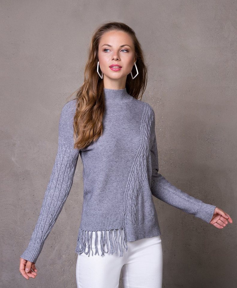 Passioni Strickpullover Asymmetrischer Pullover mit raffiniertem Strickmix günstig online kaufen