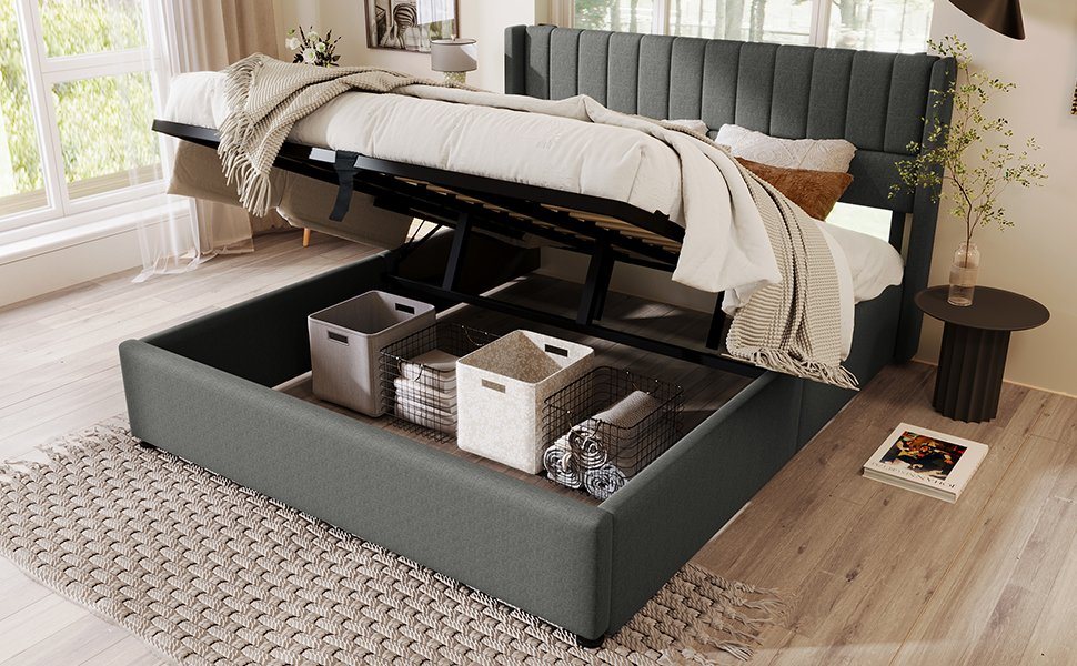 WISHDOR Polsterbett Stauraumbett Doppelbett Hydraulisches Bett (160x200cm L günstig online kaufen