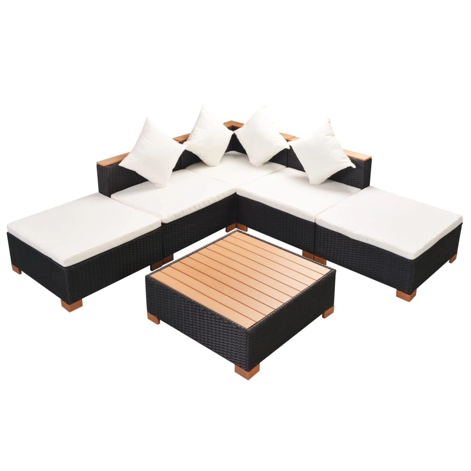 6-tlg. Garten-lounge-set Mit Auflagen Poly Rattan Schwarz günstig online kaufen