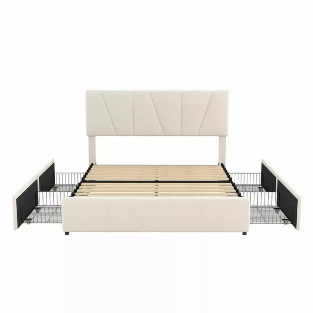 Celya Polsterbett Doppelbett Bettgestell 140x200cm, Polster Plattform Bett günstig online kaufen