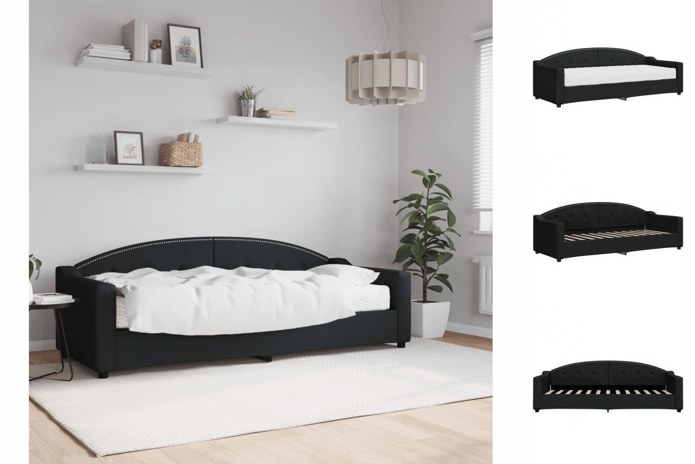 vidaXL Gästebett Gästebett Tagesbett mit Matratze Schwarz 80x200 cm Stoff B günstig online kaufen