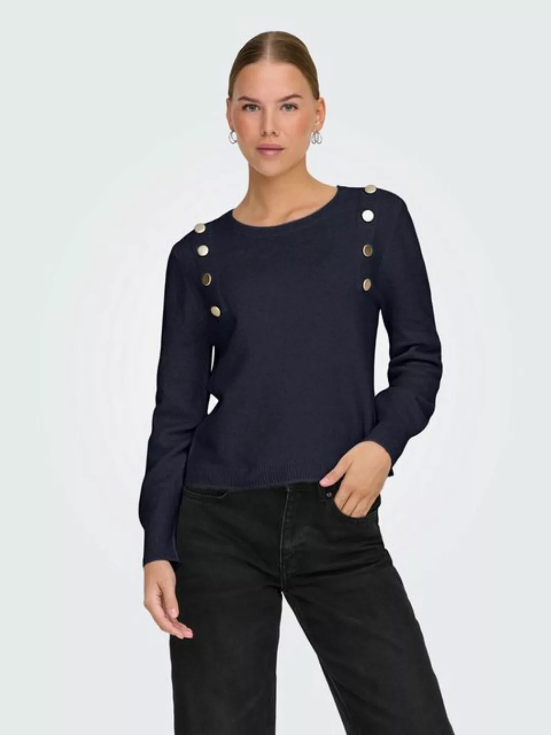 ONLY Strickpullover ONLJEANETT LIFE LS BUTTON O-NECK CS KNT günstig online kaufen